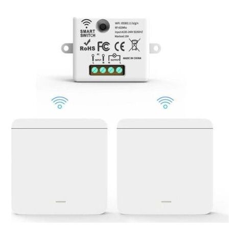 Interruttore della luce wireless, interruttore di sicurezza con trasmettitore RF e controller ricevitore da 10 A, facile installazione per lampade fino a 1500 W. (1/4)