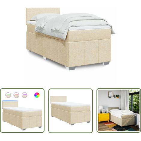 vidaXL Boxspringbett mit Matratze Creme 100x200 cm Stoff (1/5)