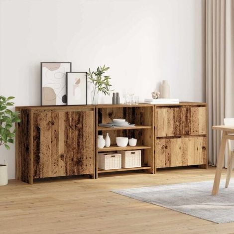 Meuble d'Entrée Rétro en Bois, Console 3 Niveaux pour Salon, Bureau ou Couloir, Table d'Appoint Vintage avec Étagères de Rangement, Design Industriel, 70x41x75 cm (1/5)