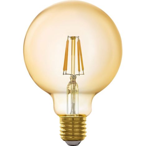 Ampoule LED intelligente ampoule à filament vintage E27 rétro Edison lampe boule dimmable, verre ambré, contrôle par application 5,5W 500Lm 2200K blanc chaud, DxH 9,5x14 cm (1/4)