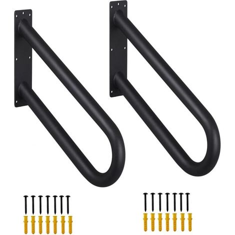 Lot de 2 rampes murales pour marches extérieures, rampes d'escalier robustes en forme de U, pour intérieur et extérieur (1/5)
