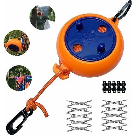 Ausziehbare Wäscheleine, 8 m, tragbare Camping-Wäscheleine für Reisen, Urlaub, Outdoor-Wäscheleine, Wäscheständer für Badezimmer, Waschküche, Garten oder Reisen (1/4)