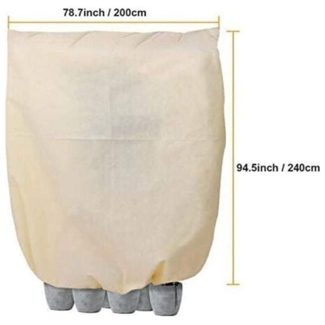 (200x240cm)Housse Hivernage pour Plantes Voile Hivernage Plante Housses de Protection Non-Tissé Beige (1/4)