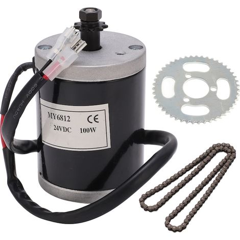 Moteur électrique 24V 100W avec chaîne 25H, aluminium et cuivre, moteur d'entraînement pour équipement électrique (1/5)