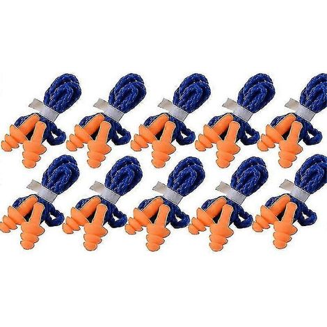 100 bouchons d'oreille en silicone souple, emballés individuellement et munis d'une ficelle, réutilisables, fabriqués à partir de cache-oreilles et de caoutchouc. (1/4)
