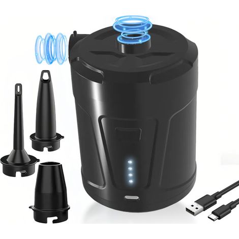 Pompe à air électrique 5200 mAh, batterie rechargeable, avec 3 embouts d'air, pour un gonflage rapide. (1/5)