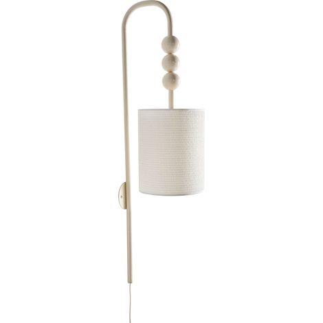 Lampada da parete in metallo con paralume a tamburo beige chiaro Loky