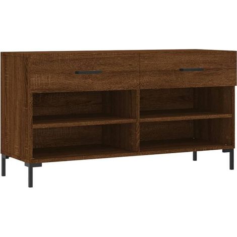 Tabouret à chaussures en chêne brun, 102x35x55 cm, bois d'ingénierie. (1/5)