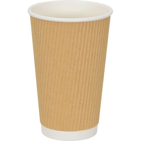 Tasses à café en papier 500 pcs 16oz 400ml marron (1/5)