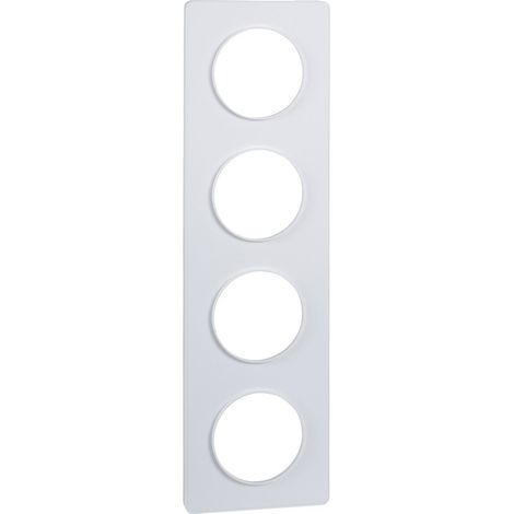 Schneider Electric – Plaque Schneider Odace Touch 4 postes – Blanc mat RAL 9003 – Thermoplastique ABS anti-UV – Fixation clipsable – S520808