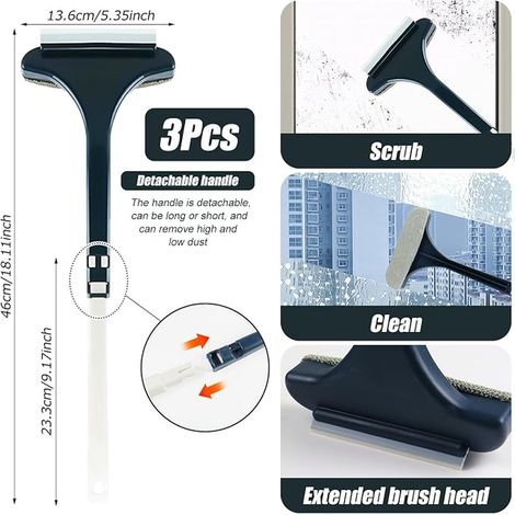 Brosse de Nettoyage de Vitres, Brosse de Nettoyage de Maille d'écran, Extensible à Sec Humide, Brosse de Nettoyage de Vitres Humides et Sèches,pour Douche, Vitres et Miroirs (1/3)