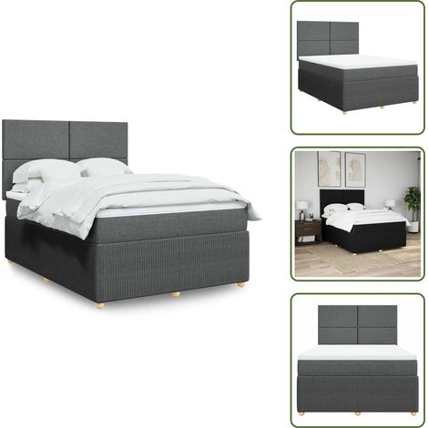 Sommier à lattes de lit avec matelas Gris foncé 160x200cm Tissu - Sommier À Lattes De Lit - Sommiers À Lattes De Lit - Lit - Meuble De Chambre À Coucher (1/5)