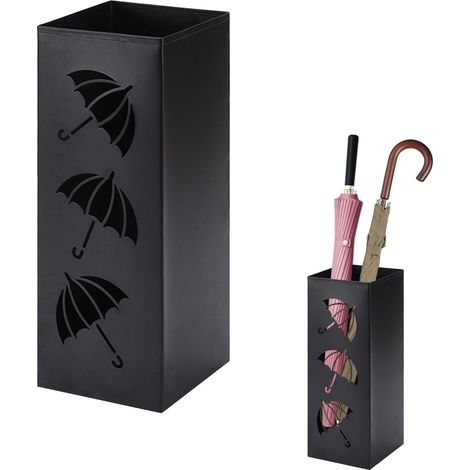 Support Parapluie en Métal, Porte Parapluie Noir, Range Parapluie Entrée au Design Moderne, Seau Parapluie pour Maison, Bureau, Couloir, Entrée,Hôtels - 17x17x43 cm (1/5)