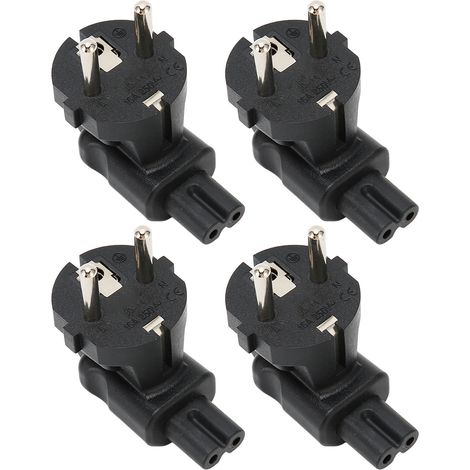 Lot de 4 adaptateurs secteur universels EU4,8 mm vers IEC320 C7 pour ordinateur (prise UE, 100-250 V). (1/5)