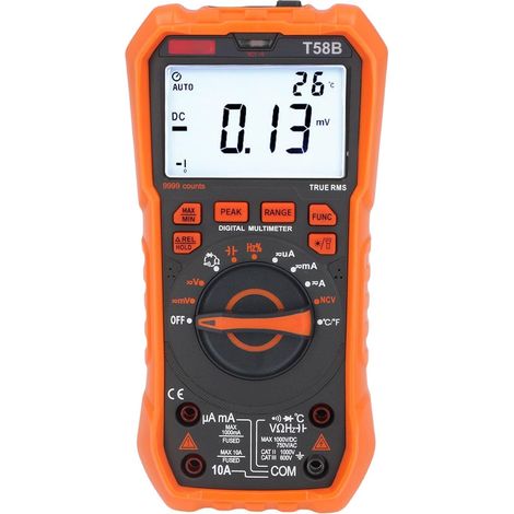 Multimètre Numérique, 9999 Points, Plage Automatique, Compteur de Courant de Tension Multifonction avec écran rétroéclairé, Maintien des Données, Test NCV, Idéal pour les Tests électriques de (1/5)