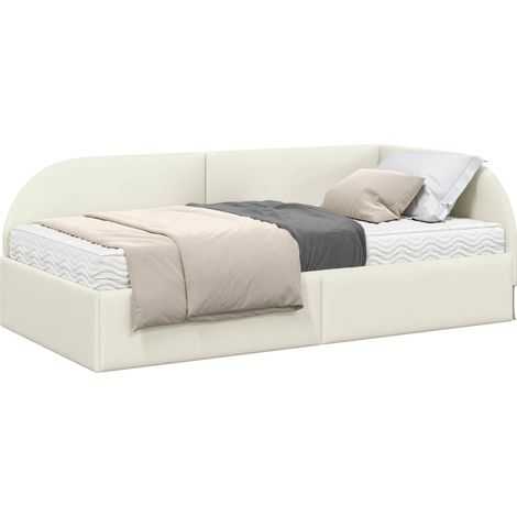 Corner Bed Frame with Mattress Manual 2 pcs Cream Velvet vidaXL (1/5)