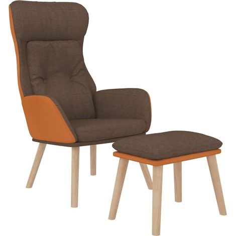Sillón de relax con taburete tela y cuero sintético marrón vidaXL (1/4)