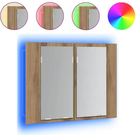 Maison Exclusive - Mobile Specchio LED Rovere Artigianale 60x12x45 cm Multistrato