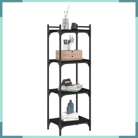 Bibliothèque - 837632 - 4 étagères - bois d'ingénierie & métal - noir 40x30x120 cm (1/5)