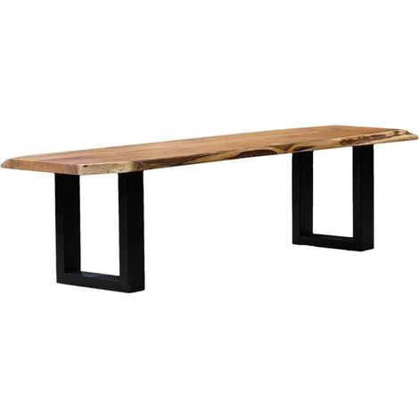 Banc 190 cm en bois d'acacia massif et pieds luge métal noir - OTTAWA (1/5)