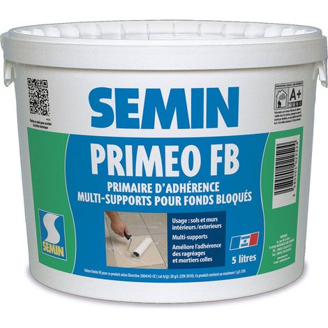 Semin – Primaire d'adhérence pour murs – Bidon 5 L – Multi-supports : bois, plâtre, métal – Améliore l'adhérence des ragréages et mortiers colles