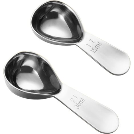 Set aus 2 dicken Messlöffeln aus Edelstahl 304, 15 ml und 30 ml, Küchen- und Backutensil///