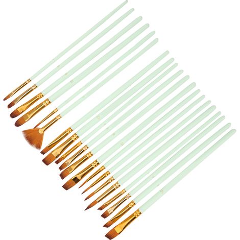 Ensemble de pinceaux multimodaux en nylon, 5 types différents, pour peinture à l'huile, aquarelle et gouache (cadeau vert). (1/5)