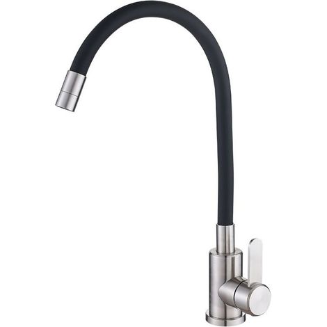 Robinet de cuisine flexible, robinet d'évier pivotant à 360° avec levier unique flexible