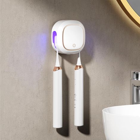 Porte-brosse à dents de salle de bain avec taux de nettoyage , séchage à l'air chaud de 60 °C, mini porte-brosse à dents portable, décoration de salle de bain élégante et accessoires pour la (1/5)