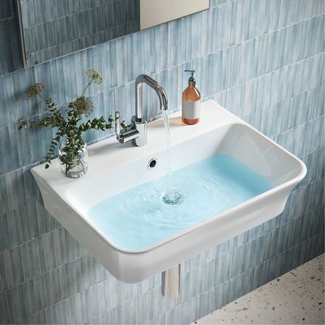 Deervalley-Handwaschbecken für Badezimmer Waschbecken keramik Aufsatzwaschbecken Hängewaschbecken 54x41x13,5cm Weiß