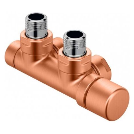 Kit P CUIVRE robinetterie thermostatisable en H coude tête à droite monotube / bitube chromé - ACOVA 839280