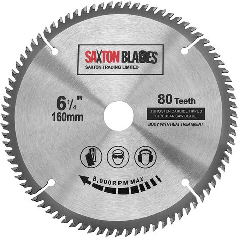 Lame de scie circulaire Saxton TCT pour bois 160 mm x 20 mm x 80T compatible avec Festool TS55, Bosch, Makita et Dewalt - adaptée pour les scies de 165 mm (1/5)
