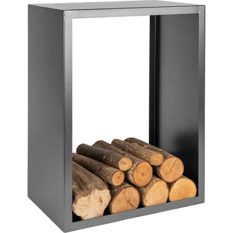 Portalegna per Camino 60x35x80cm in Ferro Verniciato Grigio Martellato (1/2)