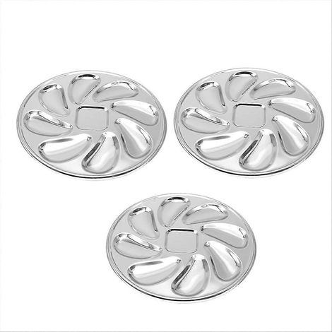 Set aus 3 Austernschalen aus Edelstahl, Grillpfanne in Form einer Austernschale, zum Servieren von Jakobsmuscheln, Saucen und Zitronen. (1/5)
