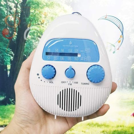 Mini-Duschradio, wasserdichtes Badezimmerradio, batteriebetriebenes FM/AM-Radio (1/5)