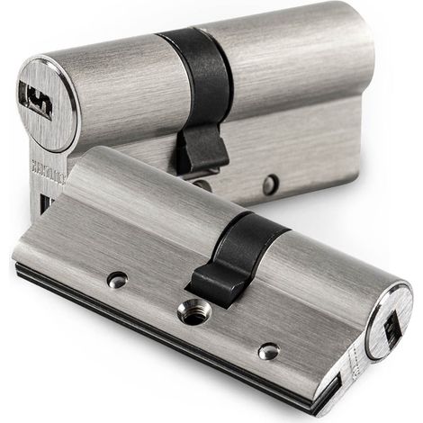 Cilindro de seguridad "R15" 40x40mm con sistema de 10 pistones fabricado en latón niquelado (incluye 5 llaves) (1/3)