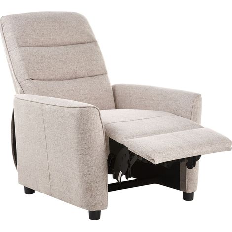 Fauteuil Inclinable Rétro en Tissu Dossier Réglable avec Repose-Pieds Taupe Sande (1/5)