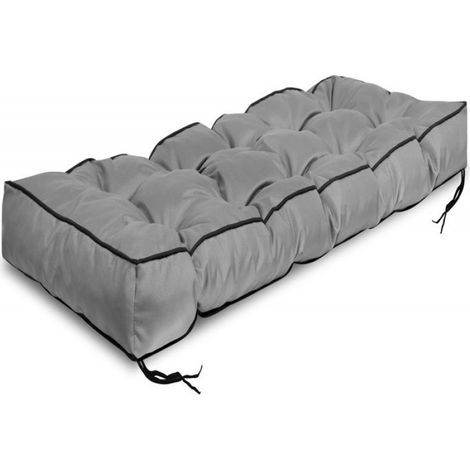 Coussin Jardin 120x40 cm Bord Haut Impermeable Pour Banc Palette Gris (1/4)