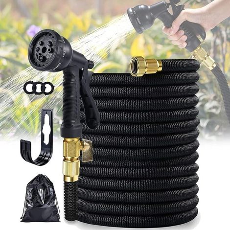 Tubo da giardino Ulisem da 25 piedi-7,5 m, flessibile ed espandibile, con connettore in ottone da 3/4, per lavaggio auto ad alta pressione, adatto per pistola a spruzzo (1/3)