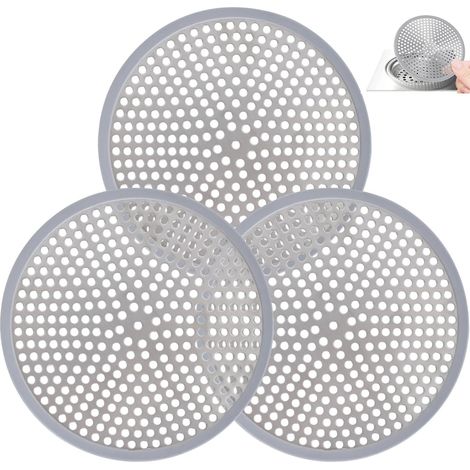Lot de 3 filtres de vidange en acier inoxydable pour baignoire, cuisine, salle de bain, douche (gris) (1/5)
