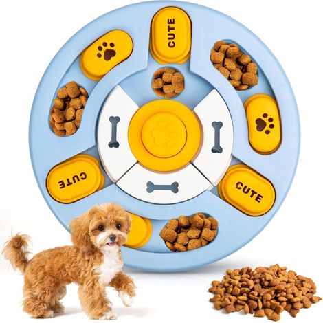 Puzzle pour chien Gamelle intelligente Distributeur de nourriture Puzzle Jouet éducatif Pour l'entraînement lent Enrichissement de l'intelligence pour chiots et chats Bleu (1/5)