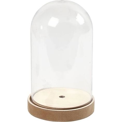 Cloche en plastique - 20 - Transparent - 18 x 11 cm - Socle MDF
