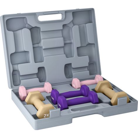 Hantelset, 6er Set Hanteln mit Gewichten, Kurzhantelset aus Stahl, 1kg, 1,5kg, 2kg (1/5)