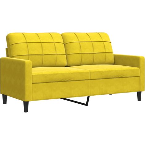 Canapé à 2 places,Sofa pour Salon,Banquette Jaune 140 cm Velours CFW694295 (1/5)