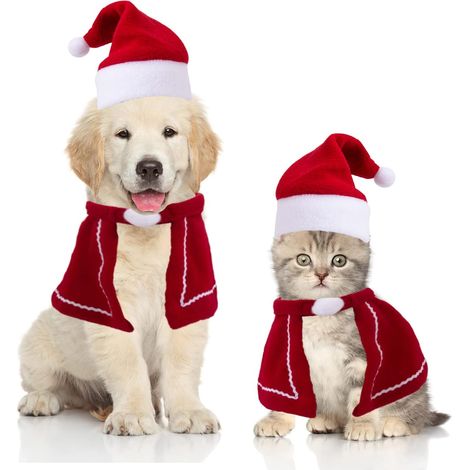 Weihnachtsmütze für Haustiere, Weihnachtsschal für Haustiere, Weihnachtskostüm für Katzen und Hunde, f
