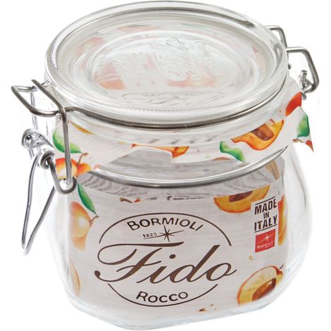 Bormioli Rocco Drahtbügelgläser Fido 560ml, 6 Gläser + Gummis Einmachgläser 4309