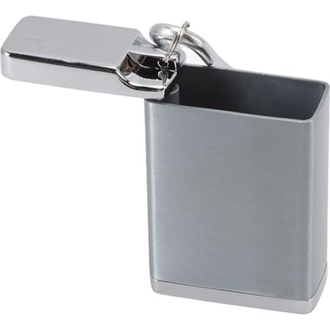 Cendrier de poche mini en alliage de zinc ignifuge, fin, porte-clés avec couvercle à boucle argenté (1/5)
