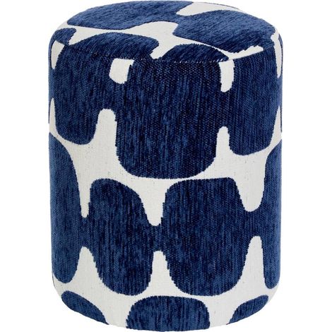 Pouf Rond à Motifs "Delor" 30cm Bleu (1/2)
