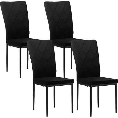 Woltu – Lot de 4 chaises de salle à manger en velours noir – Siège rembourré – Pieds en métal – Dimensions 42x59x95.5 cm (1/5)