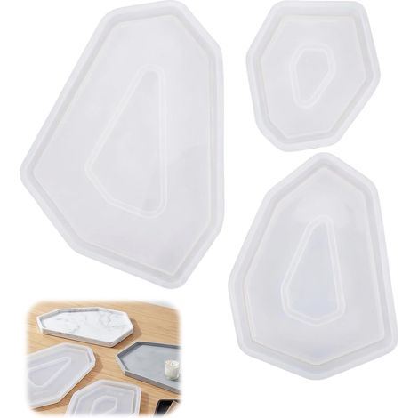 3 Pièces Moulle Silicone Resine Epoxy Plateau, Plateau De Moule en Silicone Moule à Plateaus En Silicones, Diverses Formes, pour Fabrication Dessous Verre, Plateaux, Décorations (1/5)